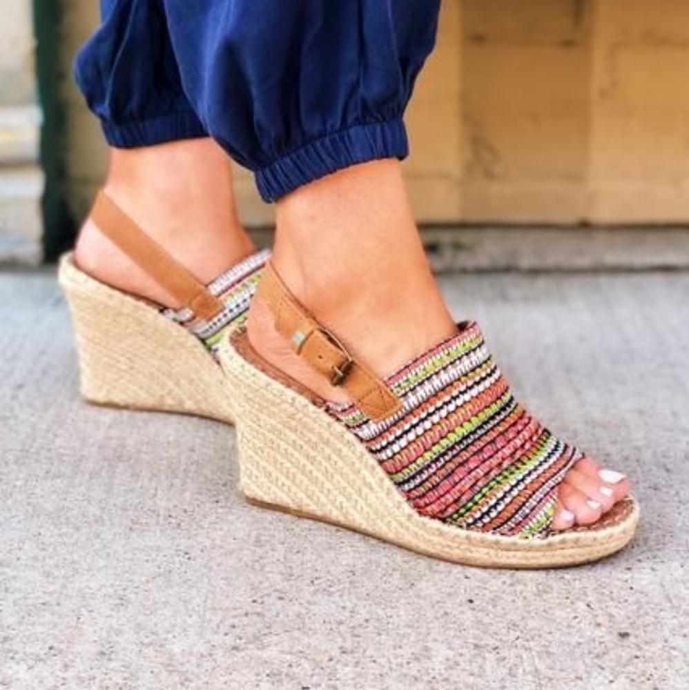 EUC Toms Women's Monica Espadrilles Wedges Size 12